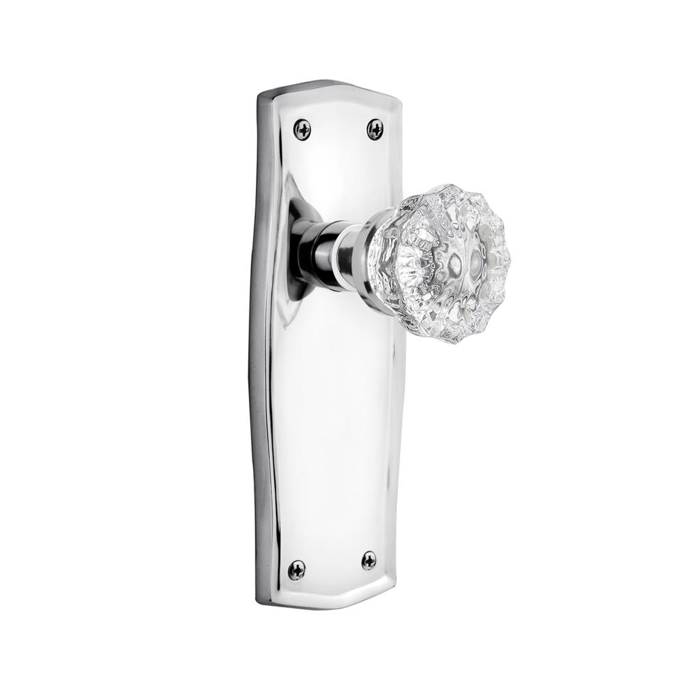 Nostalgic Warehouse PRACRY Complete Passage Set Without Keyhole Prairie Plate with Crystal Knob in Bright Chrome